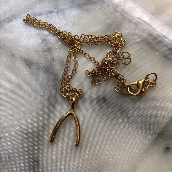 Gold wishbone necklace - Picture 2 of 3